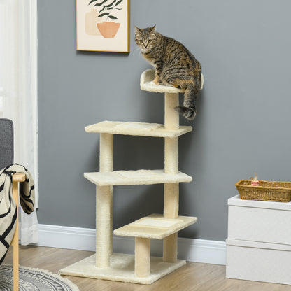 Cat Tree 100 cm Cat Tower with Sisal Posts, Large Platform, Multi-Level Cat Scratching Tree, Climbing Tree, for Small & Medium Cats, Beige