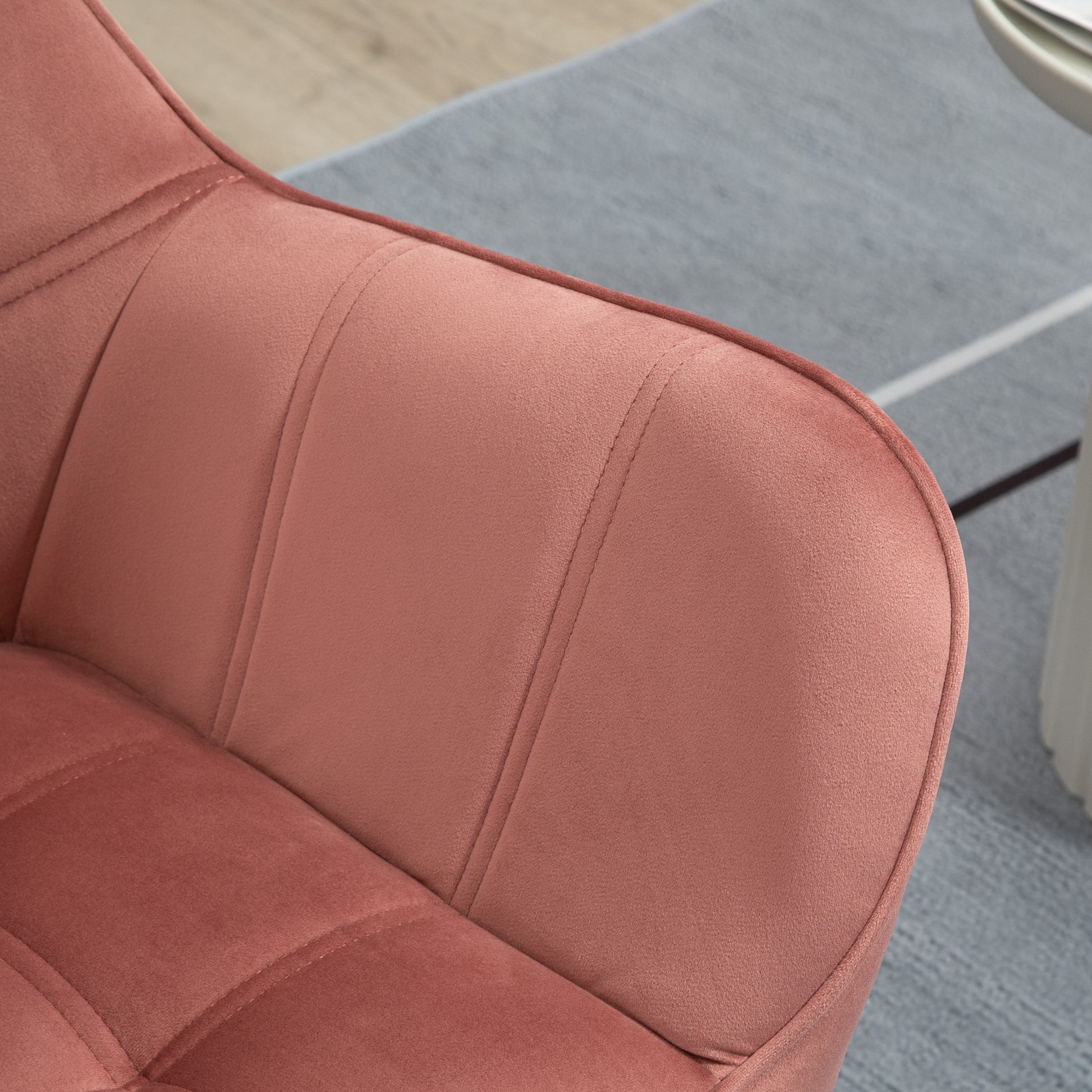 Chair Living Room Wing Chair Lounge Chair Recliner with Rubberwood Legs, Reading Chair with Velvet Look, Upholstered Chair for Bedroom, Scandinavian, Pink