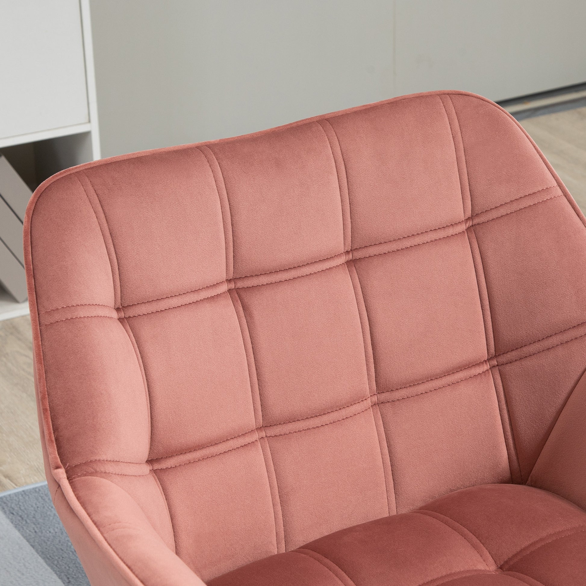 Chair Living Room Wing Chair Lounge Chair Recliner with Rubberwood Legs, Reading Chair with Velvet Look, Upholstered Chair for Bedroom, Scandinavian, Pink