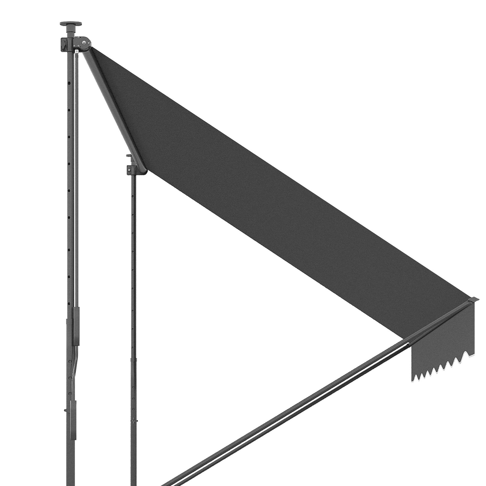 Manual Retractable Awning for Balcony with Adjustable Height Crank and Sun Protection for Terrace Garden Gray