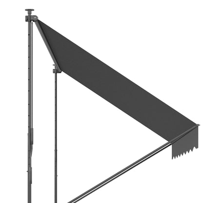 Manual Retractable Awning for Balcony with Adjustable Height Crank and Sun Protection for Terrace Garden Gray