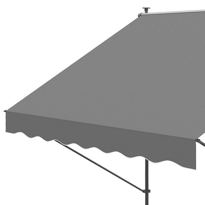 Manual Retractable Awning for Balcony with Adjustable Height Crank and Sun Protection for Terrace Garden Gray