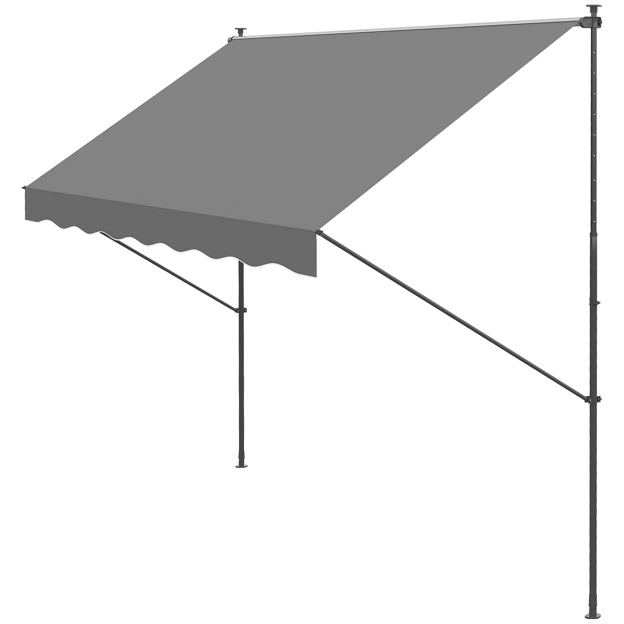 Manual Retractable Awning for Balcony with Adjustable Height Crank and Sun Protection for Terrace Garden Gray