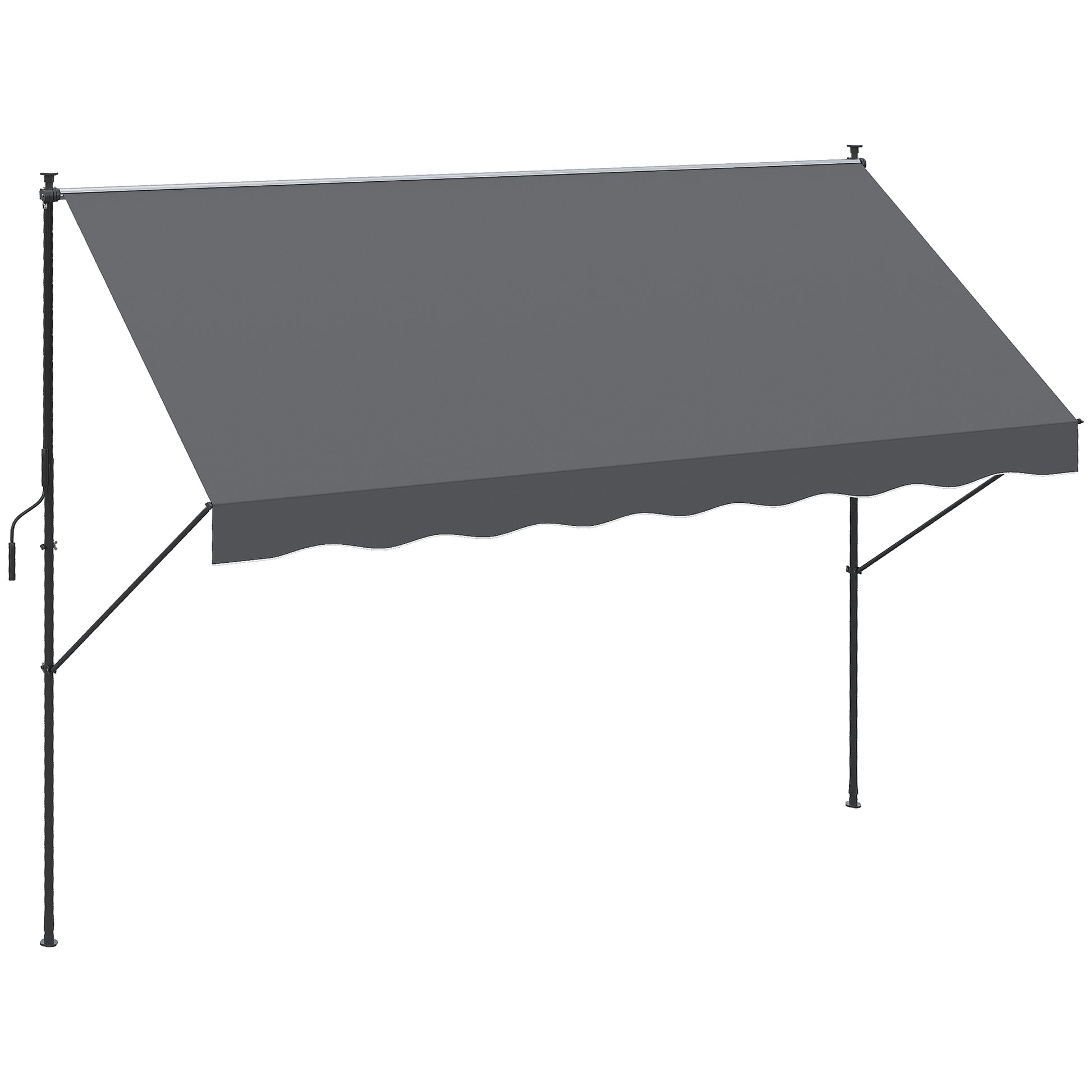 Manual Retractable Awning for Balcony with Adjustable Height Crank and Sun Protection for Terrace Garden Gray