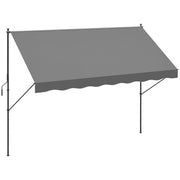 Manual Retractable Awning for Balcony with Adjustable Height Crank and Sun Protection for Terrace Garden Gray