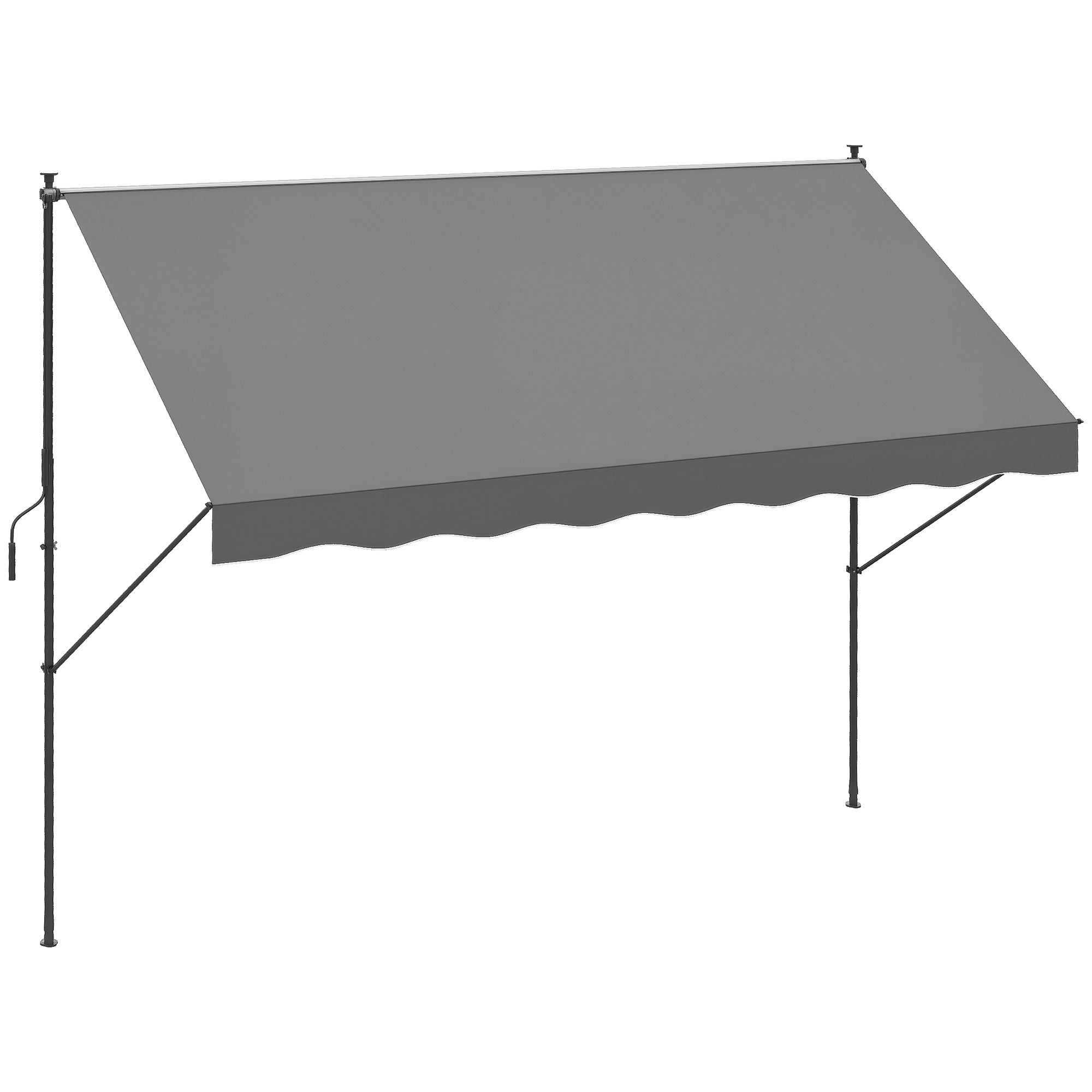 Manual Retractable Awning for Balcony with Adjustable Height Crank and Sun Protection for Terrace Garden Gray