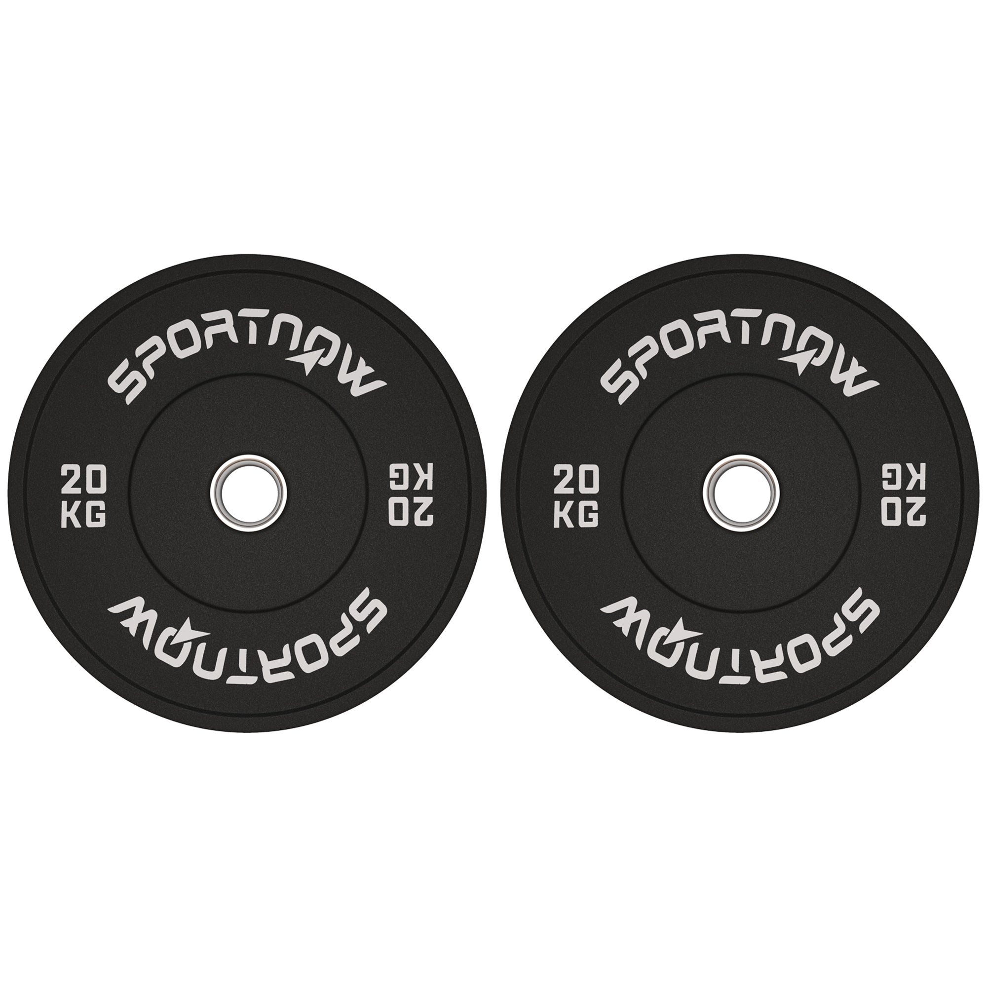 SPORTNOW 2-Piece Barbell Weights Set, 2 x 20kg Weights, Weight Plate Set, Weight Plates for 5 cm Barbell, Ø 50 mm Bore, Black