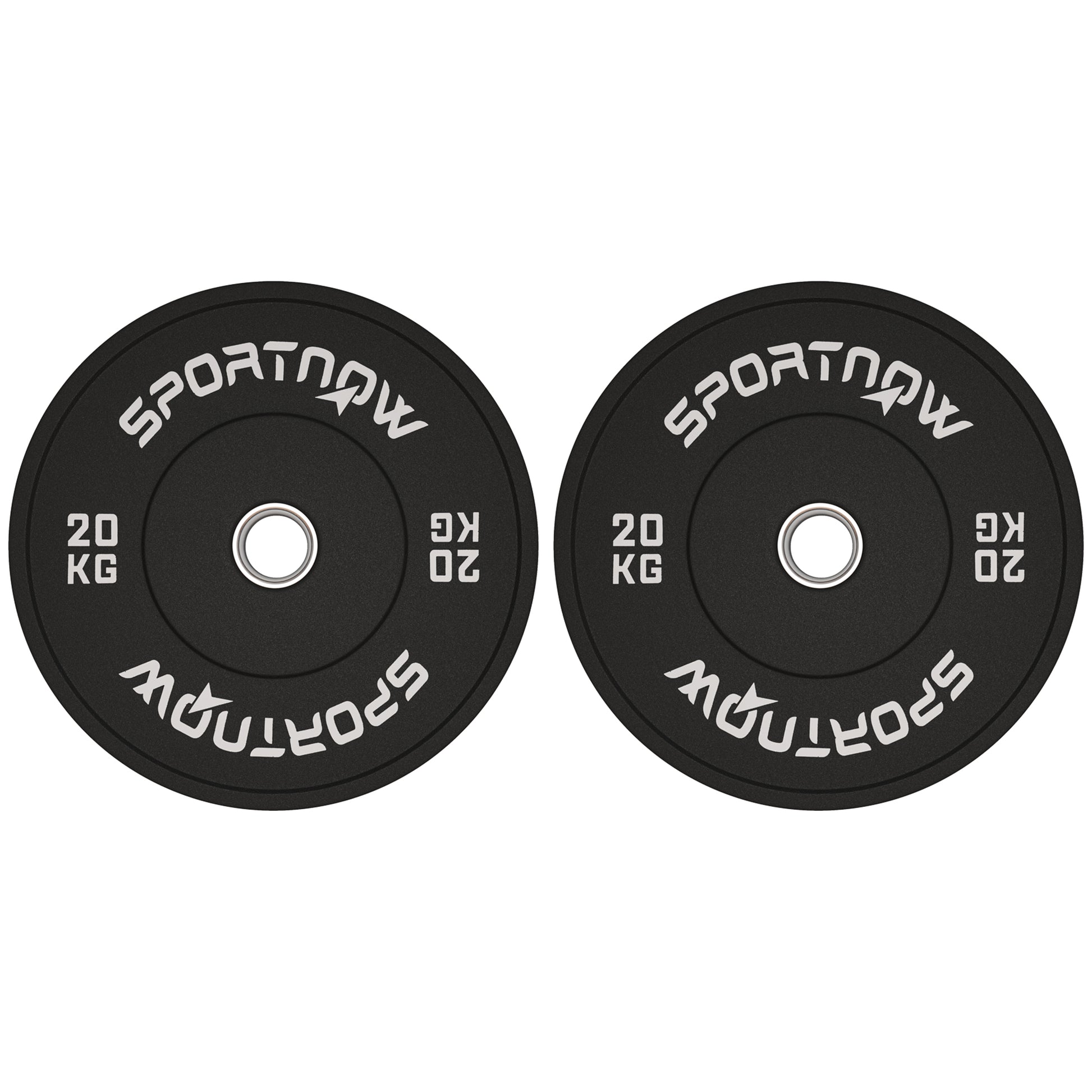 SPORTNOW 2-Piece Barbell Weights Set, 2 x 20kg Weights, Weight Plate Set, Weight Plates for 5 cm Barbell, Ø 50 mm Bore, Black