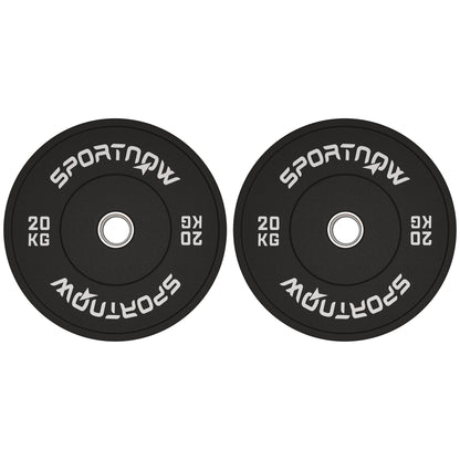 SPORTNOW 2-Piece Barbell Weights Set, 2 x 20kg Weights, Weight Plate Set, Weight Plates for 5 cm Barbell, Ø 50 mm Bore, Black