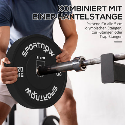 SPORTNOW 2-Piece Barbell Weights Set, 2 x 20kg Weights, Weight Plate Set, Weight Plates for 5 cm Barbell, Ø 50 mm Bore, Black