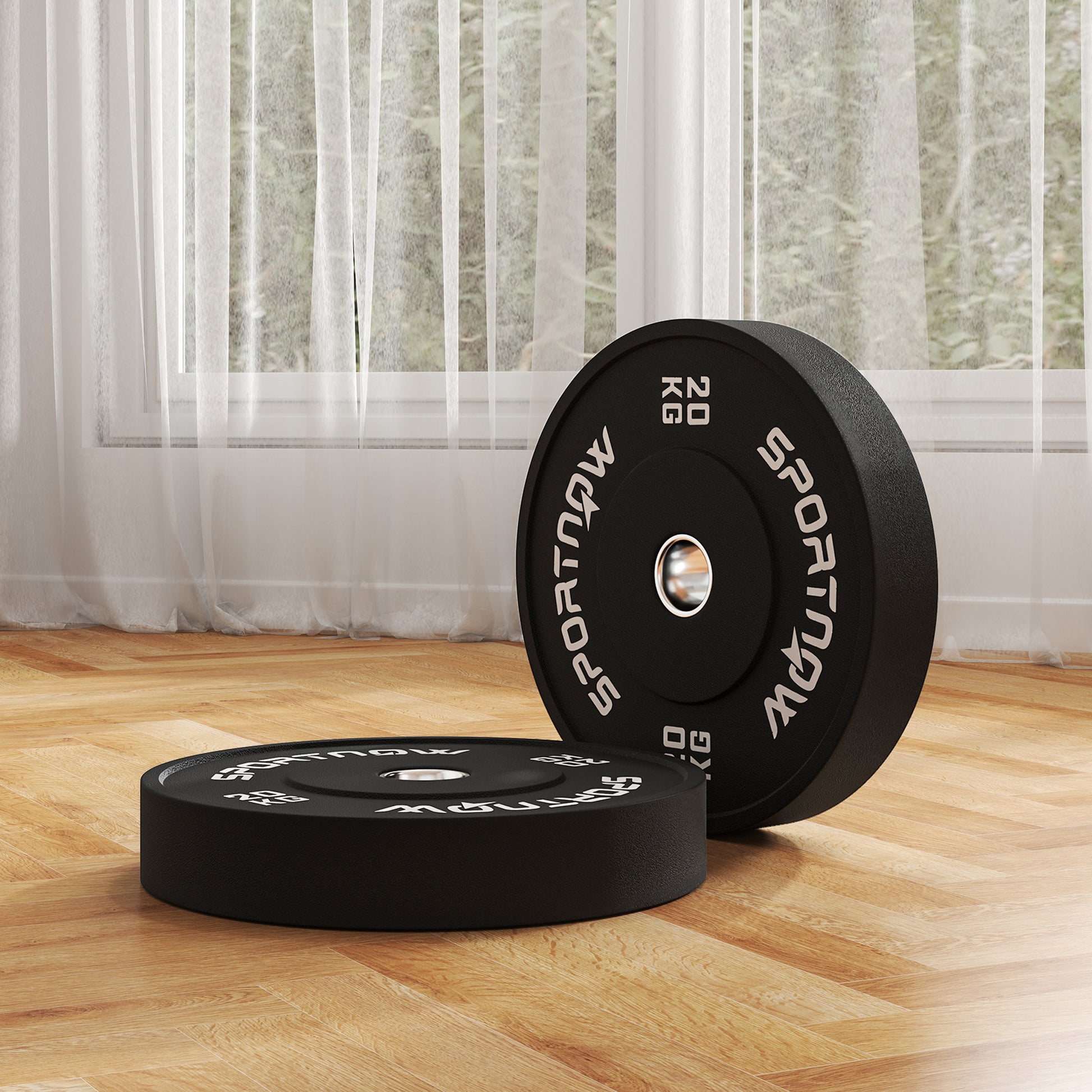 SPORTNOW 2-Piece Barbell Weights Set, 2 x 20kg Weights, Weight Plate Set, Weight Plates for 5 cm Barbell, Ø 50 mm Bore, Black