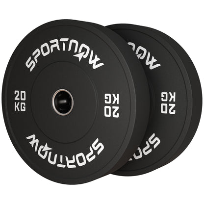 SPORTNOW 2-Piece Barbell Weights Set, 2 x 20kg Weights, Weight Plate Set, Weight Plates for 5 cm Barbell, Ø 50 mm Bore, Black