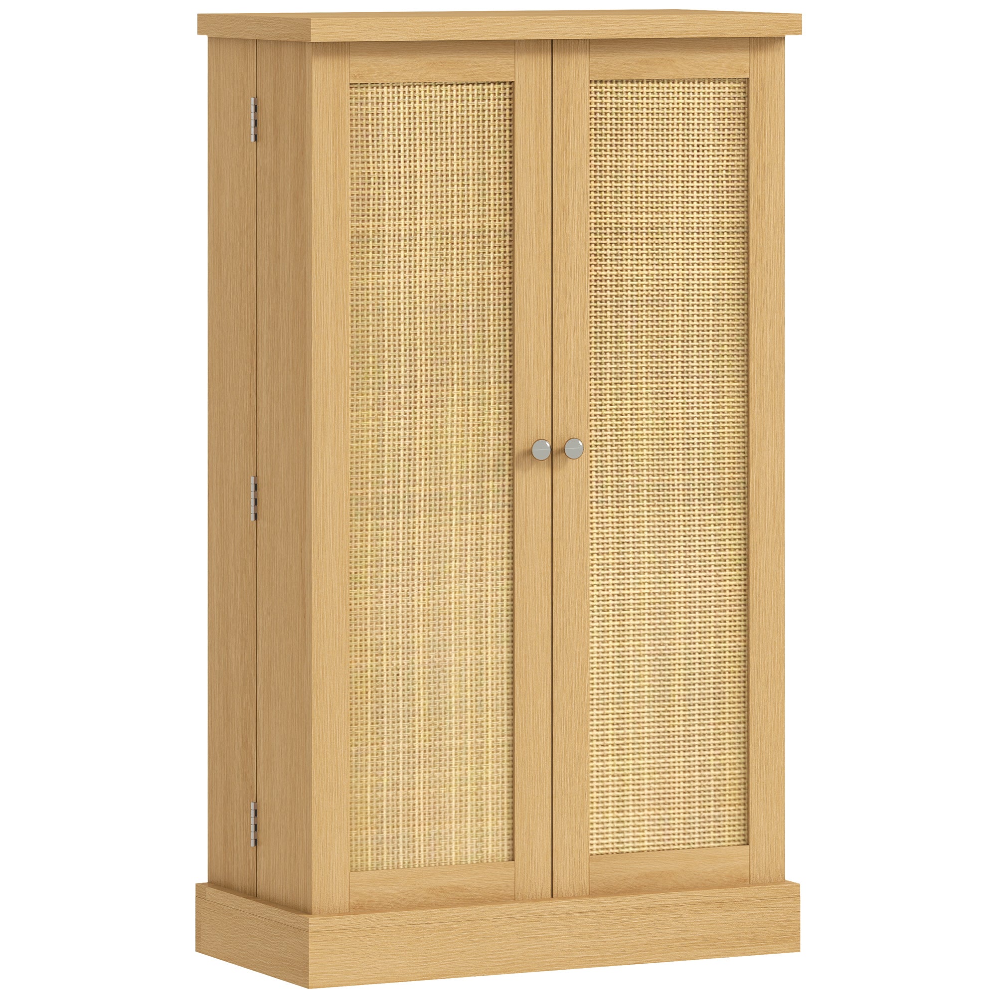 40.9" Kitchen Pantry Cabinet – Rattan Doors, 5-Tier Shelving, 12 Spice Slots & Adjustable Shelves, Natural