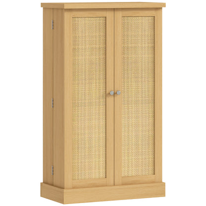 40.9" Kitchen Pantry Cabinet – Rattan Doors, 5-Tier Shelving, 12 Spice Slots & Adjustable Shelves, Natural