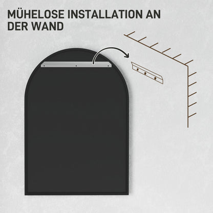 Bathroom Mirror 50 x 70 cm Mirror with Shatterproof Film, Bathroom Mirror with Aluminum Frame, Wall Mirror for Bathroom, Bedroom, Black