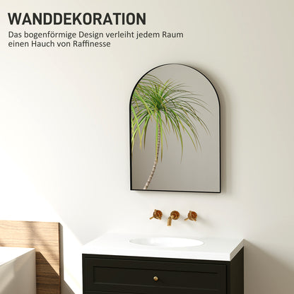 Bathroom Mirror 50 x 70 cm Mirror with Shatterproof Film, Bathroom Mirror with Aluminum Frame, Wall Mirror for Bathroom, Bedroom, Black
