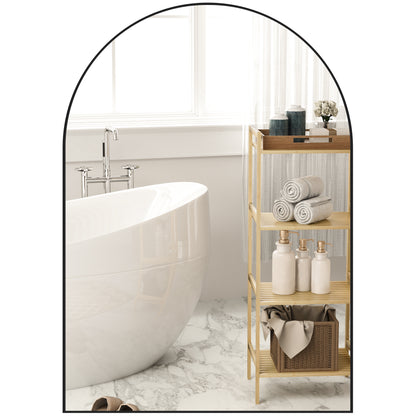 Bathroom Mirror 50 x 70 cm Mirror with Shatterproof Film, Bathroom Mirror with Aluminum Frame, Wall Mirror for Bathroom, Bedroom, Black