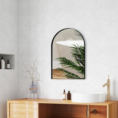 Bathroom Mirror 50 x 70 cm Mirror with Shatterproof Film, Bathroom Mirror with Aluminum Frame, Wall Mirror for Bathroom, Bedroom, Black