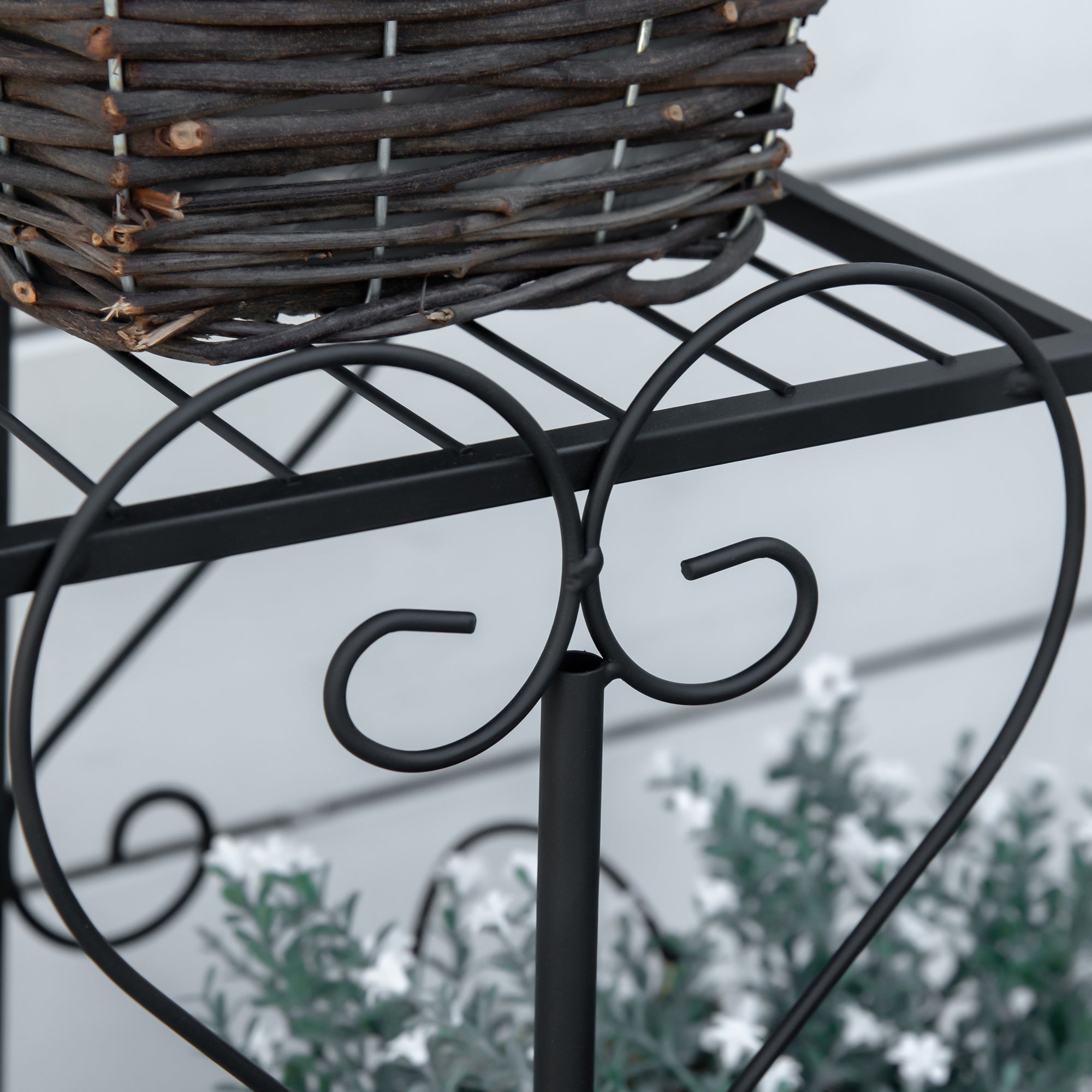 Metal Plant Stand Flower Shelf 4 Levels Plant Stand Flower stair for Indoor and Outdoor Garden Balcony Black 45 x 24.5 x 80 cm