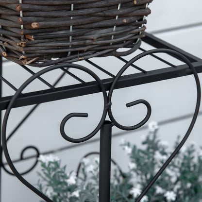 Metal Plant Stand Flower Shelf 4 Levels Plant Stand Flower stair for Indoor and Outdoor Garden Balcony Black 45 x 24.5 x 80 cm