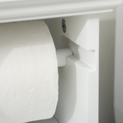 Bathroom Cabinet with Toilet Paper Holder Space Saving Storage in Wood dim. 21.5L x 17.8W x 66.5H cm White