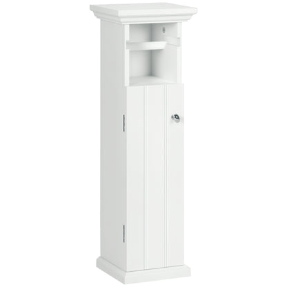 Bathroom Cabinet with Toilet Paper Holder Space Saving Storage in Wood dim. 21.5L x 17.8W x 66.5H cm White