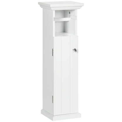 Bathroom Cabinet with Toilet Paper Holder Space Saving Storage in Wood dim. 21.5L x 17.8W x 66.5H cm White