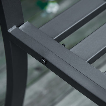 2-Seater Garden Bench with Decorative Backrest and Armrests for Terrace Balcony Patio Outdoor Load 240 kg Cast Iron and Steel 128x58.5x89 cm Black