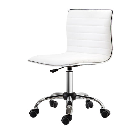 Home Office Chair Desk Chair in Faux Leather Adjustable Height Swivel Chair up to 120 kg Load Capacity, Makeup Chair for Study, Bedroom, White