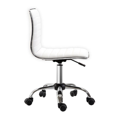 Home Office Chair Desk Chair in Faux Leather Adjustable Height Swivel Chair up to 120 kg Load Capacity, Makeup Chair for Study, Bedroom, White