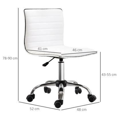 Home Office Chair Desk Chair in Faux Leather Adjustable Height Swivel Chair up to 120 kg Load Capacity, Makeup Chair for Study, Bedroom, White