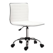 Home Office Chair Desk Chair in Faux Leather Adjustable Height Swivel Chair up to 120 kg Load Capacity, Makeup Chair for Study, Bedroom, White