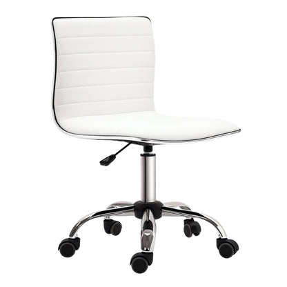 Home Office Chair Desk Chair in Faux Leather Adjustable Height Swivel Chair up to 120 kg Load Capacity, Makeup Chair for Study, Bedroom, White