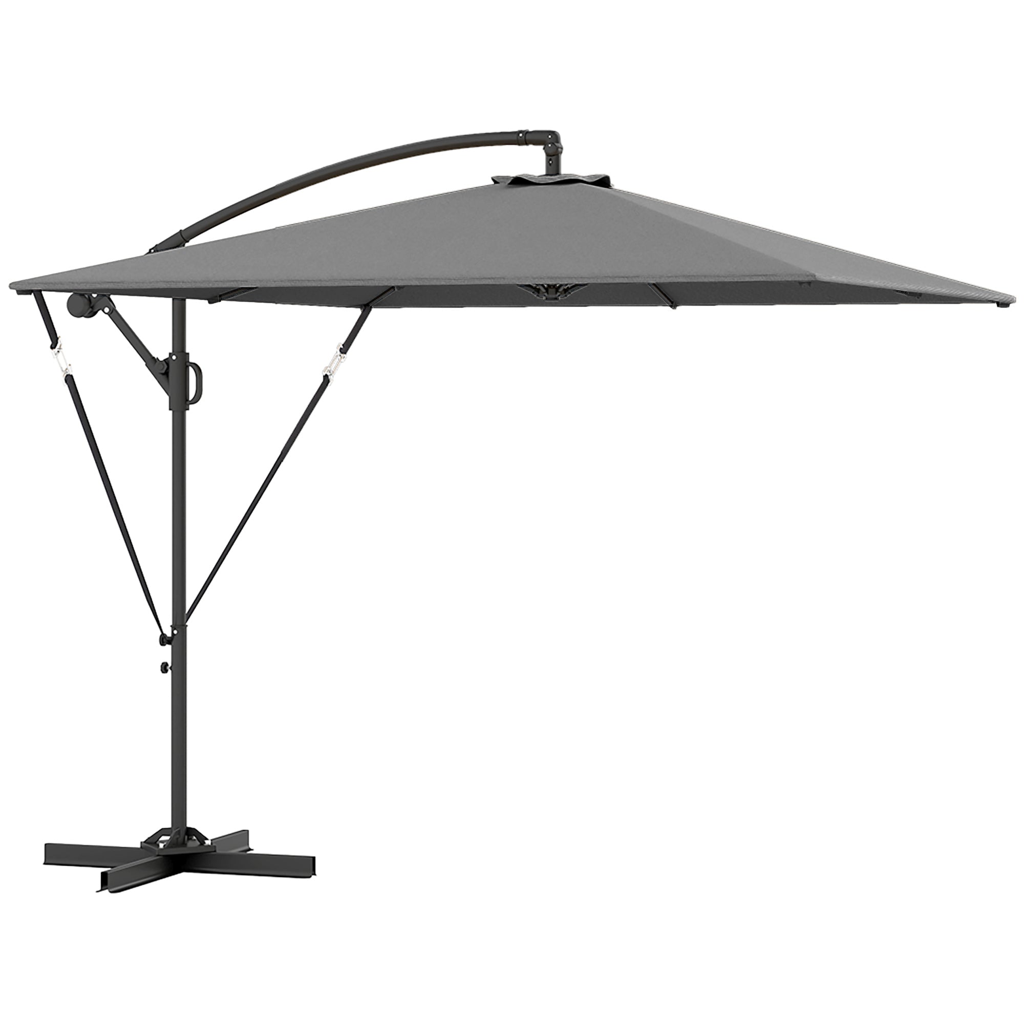 Offset Patio Umbrella Ø260 cm Sunshade with UV Protection 50+ Water-Resistant Crank Umbrella with Stand, Cover, Crank, Windproof System, Market Umbrella Tiltable Garden Umbrella for Balcony Terrace Gray