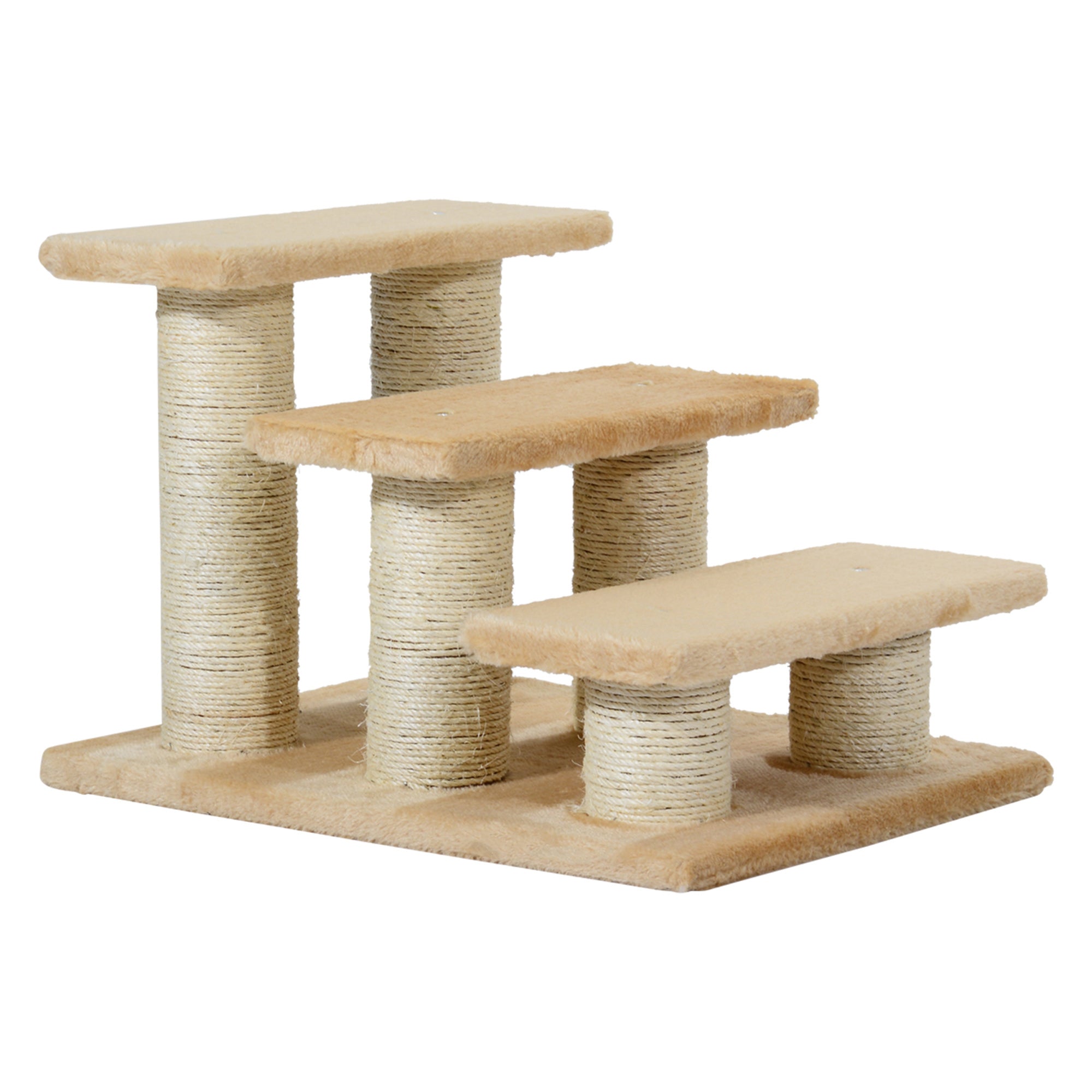 Dog Stairs 3 Steps 34 cm High Pet Stairs for Cat Dogs Foldable Cat Stairs Dog Ramp Entry Aid for Bed, Sofa, Couch Cream