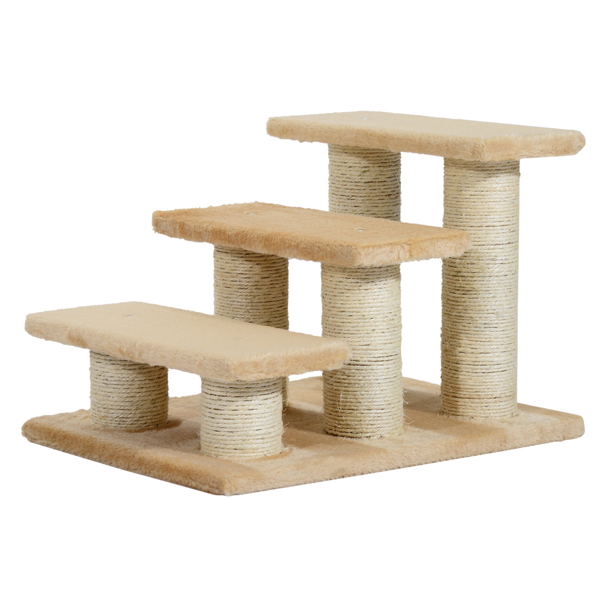 Dog Stairs 3 Steps 34 cm High Pet Stairs for Cat Dogs Foldable Cat Stairs Dog Ramp Entry Aid for Bed, Sofa, Couch Cream