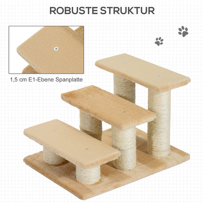 Dog Stairs 3 Steps 34 cm High Pet Stairs for Cat Dogs Foldable Cat Stairs Dog Ramp Entry Aid for Bed, Sofa, Couch Cream