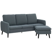 Corner Sofa Bed with Footstool, 3 Scatter Cushions, L-Shape Sofa for Living Room, Bedroom 196 x 140 x 88 cm Gray