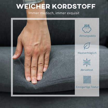 Corner Sofa Bed with Footstool, 3 Scatter Cushions, L-Shape Sofa for Living Room, Bedroom 196 x 140 x 88 cm Gray