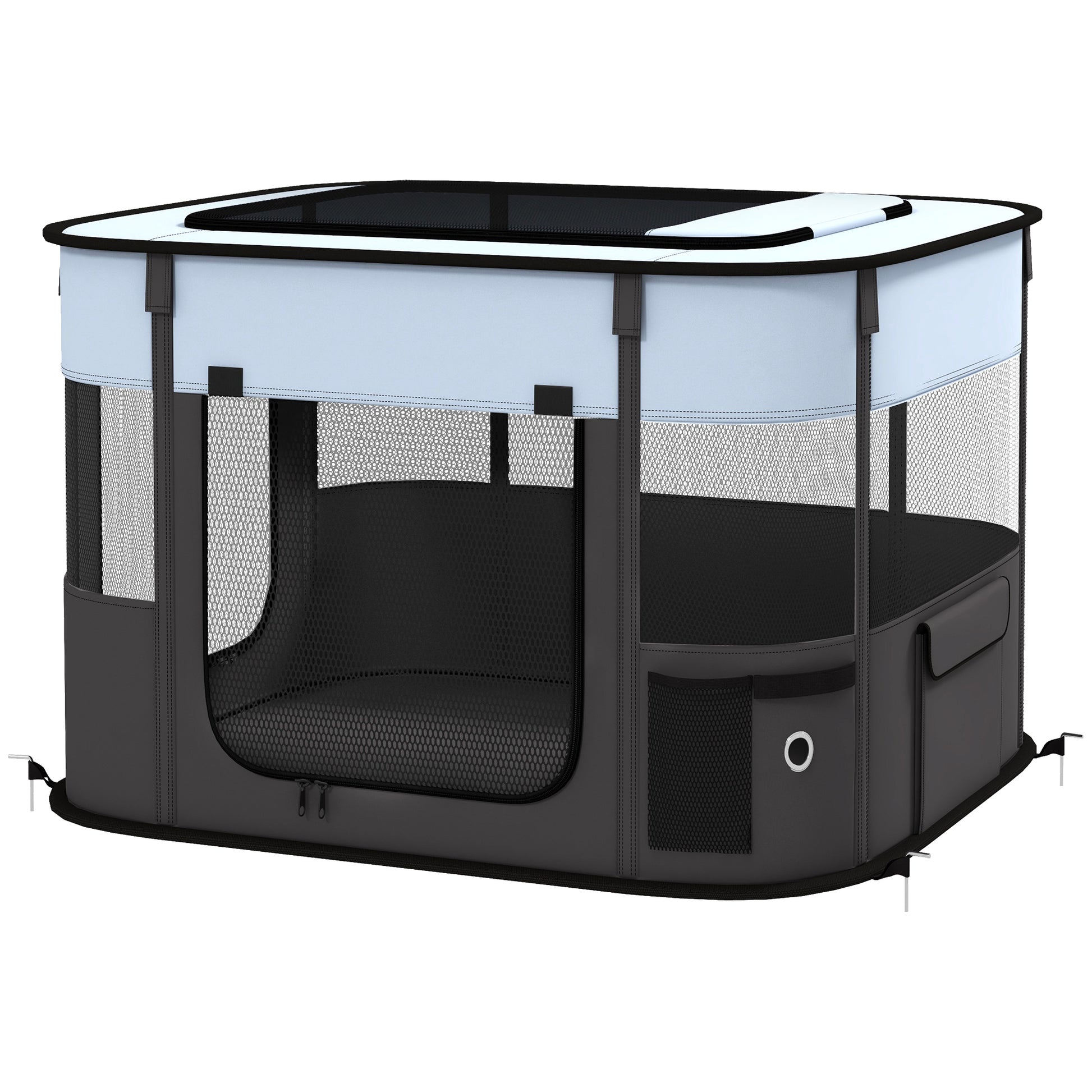 Puppy Enclosure, Puppy Playpen with Doors, Windows, Foldable Play Area, Breathable Mesh, for small dogs under 4 kg and small animals, Indoor and Outdoor, 74 x 60 x 45 cm, Gray