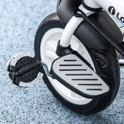 Foldable Evolutive Tricycle for Babies 2 in 1 for Children 12-60 Months with Foldable Canopy Telescopic Push Handle Footrest Safety Belt and Baskets Red