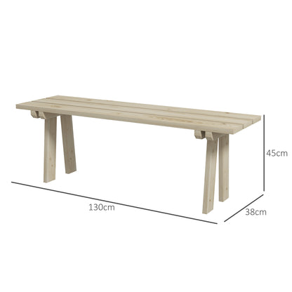 2-Seater Wooden Garden Bench 220 kg Load Outdoor Bench for Patio Terrace Pool 130x38x45 cm Natural