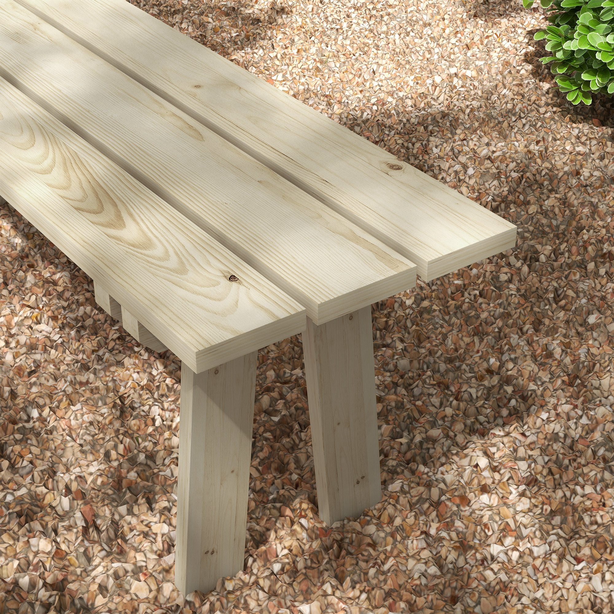2-Seater Wooden Garden Bench 220 kg Load Outdoor Bench for Patio Terrace Pool 130x38x45 cm Natural