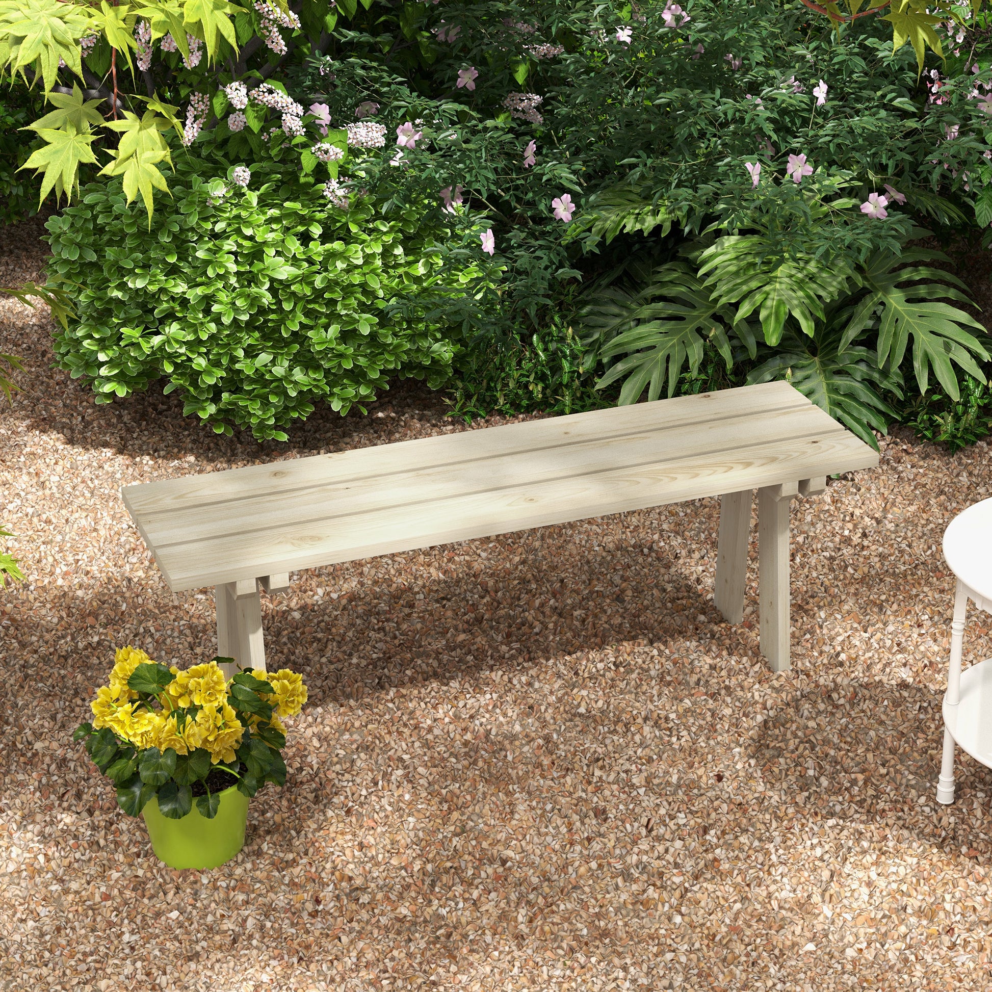 2-Seater Wooden Garden Bench 220 kg Load Outdoor Bench for Patio Terrace Pool 130x38x45 cm Natural