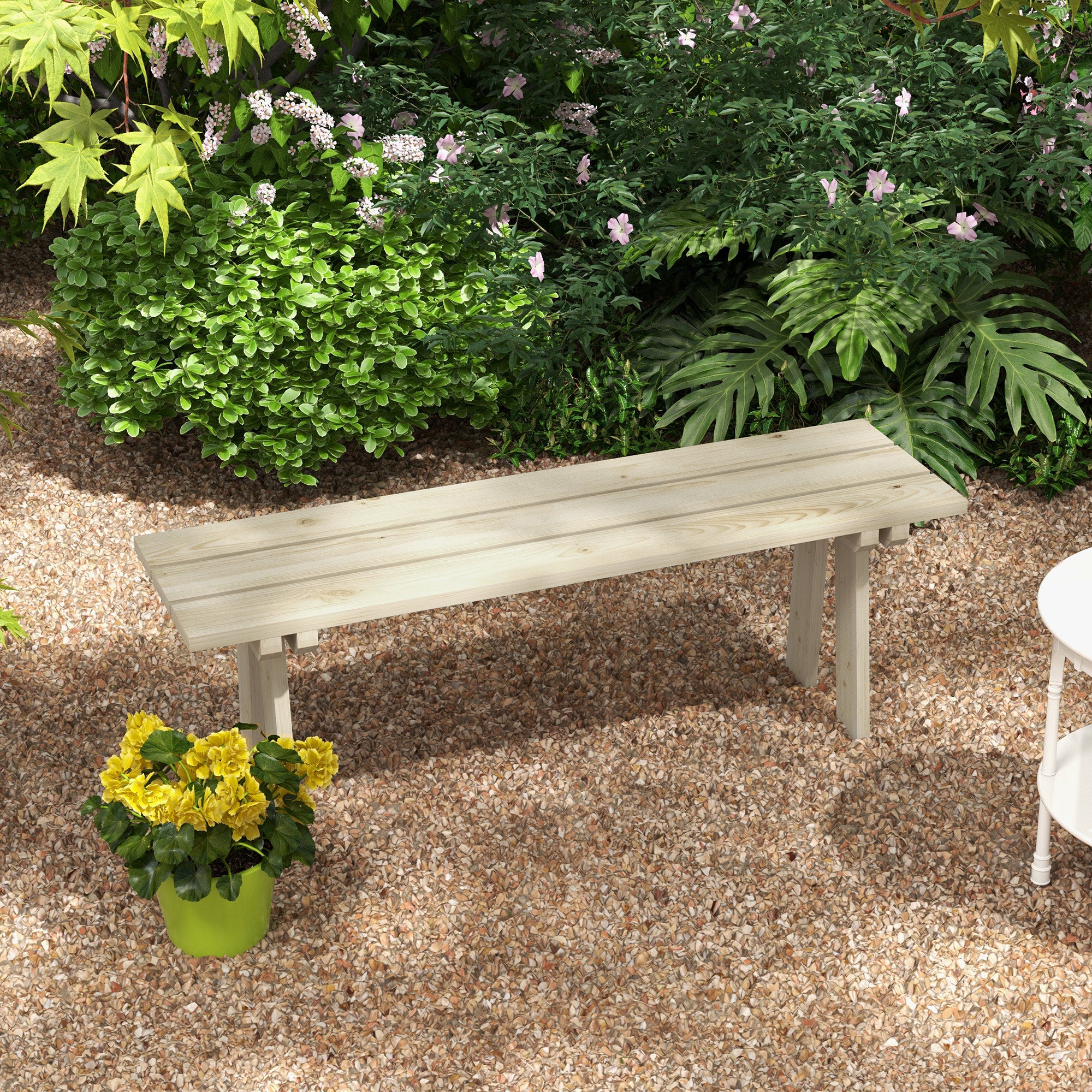 2-Seater Wooden Garden Bench 220 kg Load Outdoor Bench for Patio Terrace Pool 130x38x45 cm Natural