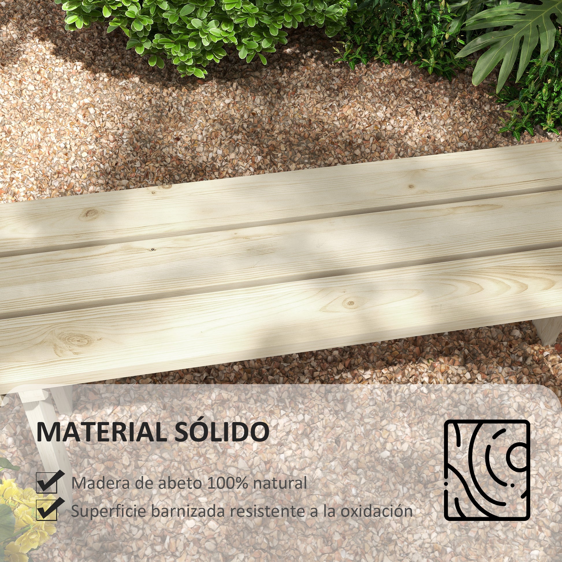 2-Seater Wooden Garden Bench 220 kg Load Outdoor Bench for Patio Terrace Pool 130x38x45 cm Natural