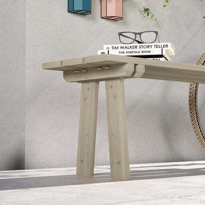 2-Seater Wooden Garden Bench 220 kg Load Outdoor Bench for Patio Terrace Pool 130x38x45 cm Natural