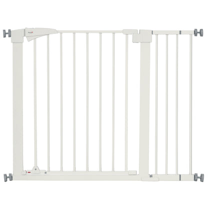 Safety Barrier for Dogs No Drill Pets with Automatic Closing Double Locking One-Hand Operation Width 76-103 cm Height 77 cm White