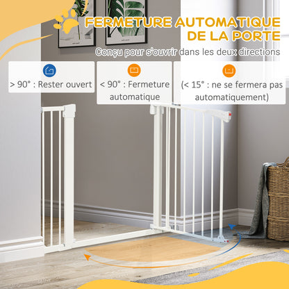 Safety Barrier for Dogs No Drill Pets with Automatic Closing Double Locking One-Hand Operation Width 76-103 cm Height 77 cm White