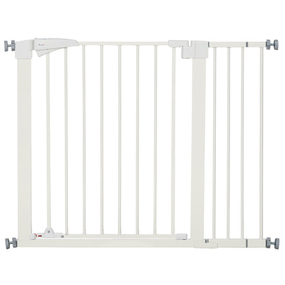 Safety Barrier for Dogs No Drill Pets with Automatic Closing Double Locking One-Hand Operation Width 76-103 cm Height 77 cm White